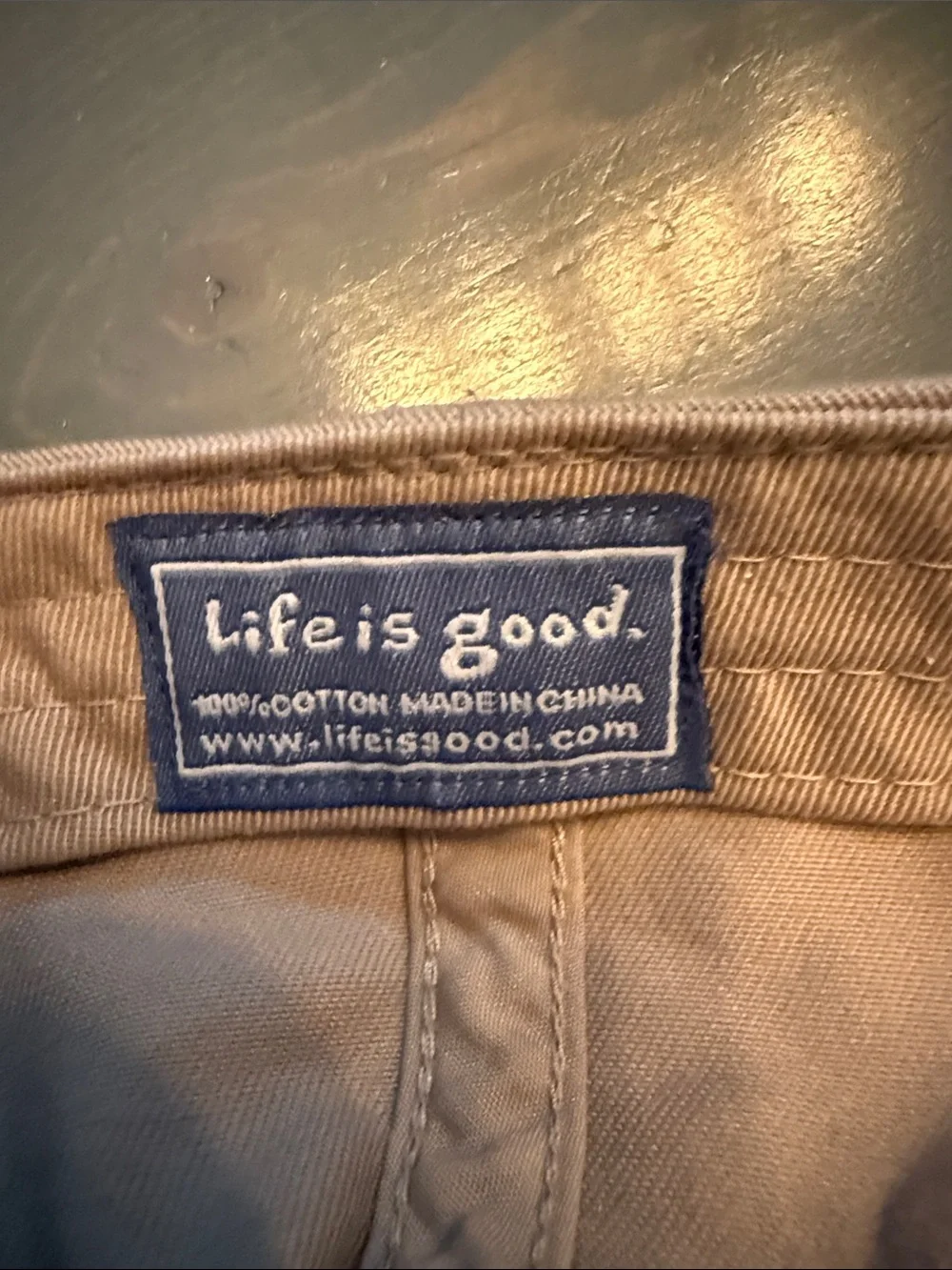 Life is Good Embroidered Kayak Baseball Cap - Tan with Orange Accent